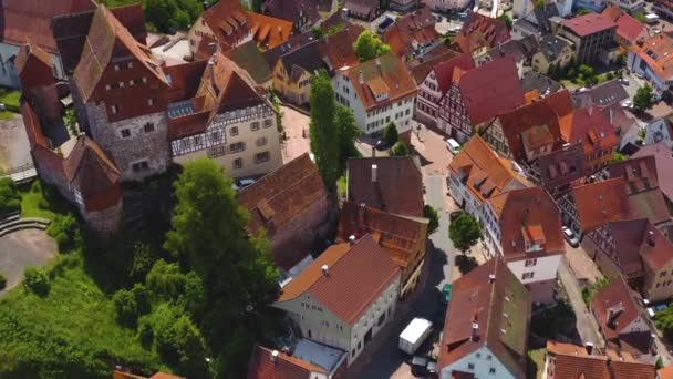 Widok Lotu Ptaka Stare Miasto Altensteig Niemczech Słoneczny Dzień Wiosną — Wideo stockowe