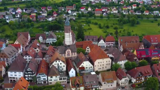 Flygfoto Över Den Gamla Staden Dornstetten Tyskland — Stockvideo