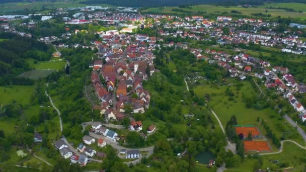 Luchtfoto Van Oude Stad Dornstetten Duitsland — Stockvideo