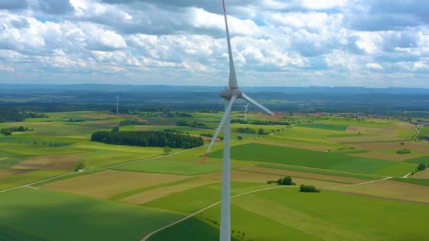 Vista Aérea Campos Turbina Eólica Alrededor Kaltenhof Alemania — Vídeo de stock