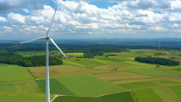 Luftaufnahme Von Feldern Und Windrädern Rund Kaltenhof Deutschland — Stockvideo