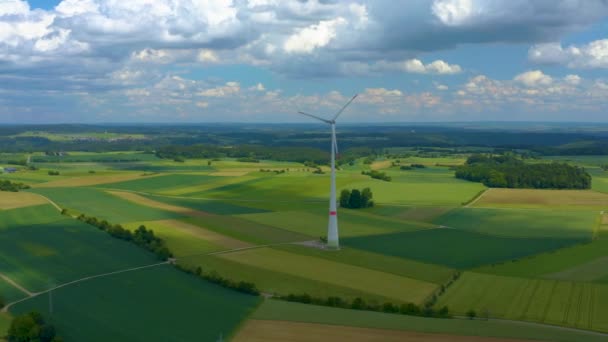 Vista Aérea Campos Turbina Eólica Alrededor Kaltenhof Alemania — Vídeo de stock