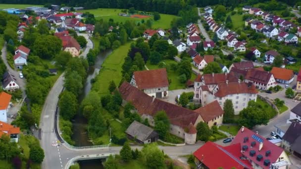 Flygfoto Över Wasserschloss Vattenslott Glatt Tyskland — Stockvideo