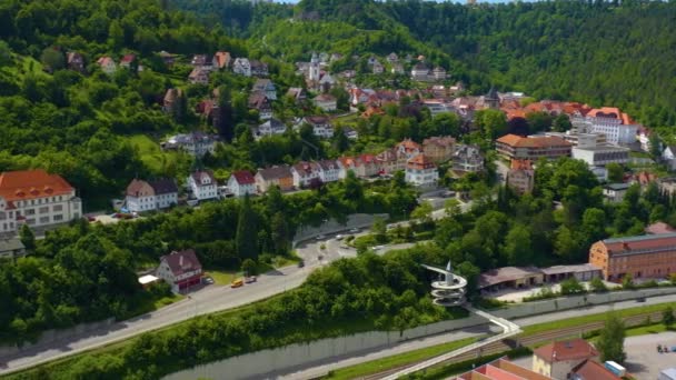 Vue Aérienne Ville Oberndorf Allemagne Zoom Arrière Avec Panoramique Gauche — Video