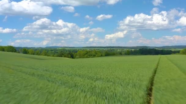 Luchtfoto Van Snel Vliegen Boven Een Veld Rond Stad Haigerloch — Stockvideo