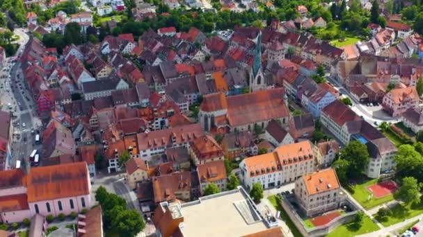 Luchtfoto Van Het Oude Gedeelte Van Stad Rottweil Duitsland — Stockvideo