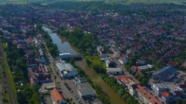Almanya 'da Rottenburg şehrinin hava manzarası. 