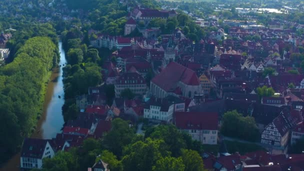 Német Tuebingen Város Levegője Egy Késő Tavaszi Délután — Stock videók