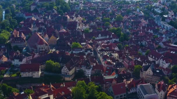 Aérea Ciudad Tuebingen Alemania Una Tarde Primavera — Vídeos de Stock