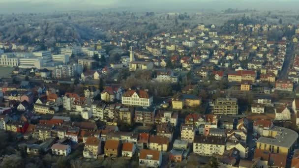 Euttingen Pforzheim Giorno Gelo Dall Alto Panning Destra Attraverso Tutto — Video Stock