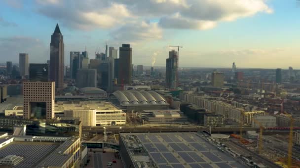 Vedere Aeriană Centrului Orașului Frankfurt Messe Într Dimineață Însorită Toamnă — Videoclip de stoc