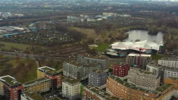 Sonbaharın Güneşli Bir Sabahında Frankfurt Hava Manzarası — Stok video