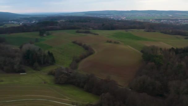 Aerial View Village Luetzelhausen Fall — Stock Video