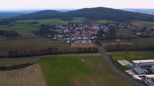 Luchtfoto Rond Het Dorp Luetzelhausen Herfst — Stockvideo