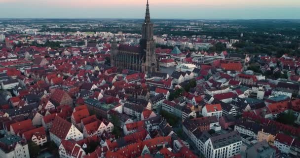Luchtfoto Van Ulm Minster Ulm Een Zonnige Late Middag — Stockvideo