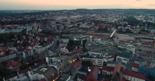 Vista Aérea Estação Trem Ulm Ulm Final Tarde Ensolarado — Vídeo de Stock