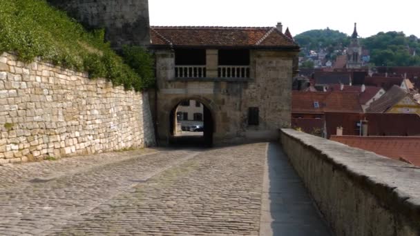 Stare Miasto Tuebingen Słoneczny Dzień Latem Wczesnym Rankiem — Wideo stockowe