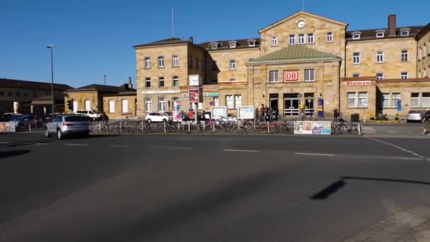 Bambergs Tågstation Solig Dag Sommaren — Stockvideo