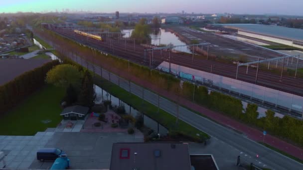 Hollanda Betuwelijn Betuweroute Tren Yolunun Hava Görüntüsü Boezemweg Deki Tünel — Stok video