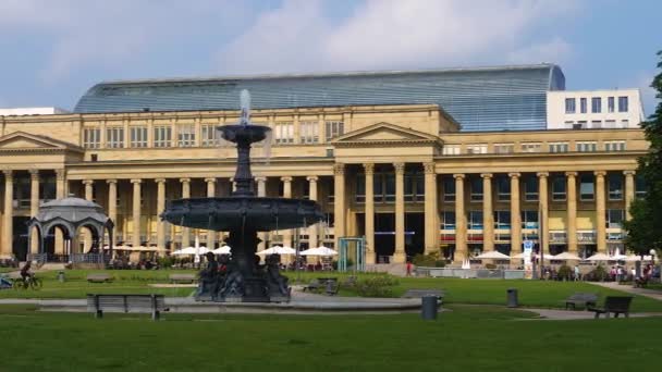 Downtown Stuttgart Duitsland Aan Koenigsplatz Een Zonnige Dag Zomer — Stockvideo