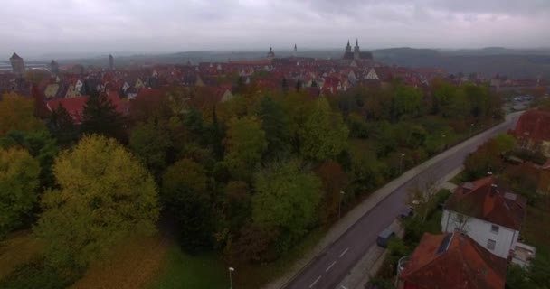 Vue Aérienne Ville Historique Rothenburg Der Tauber Tôt Matin Automne — Video