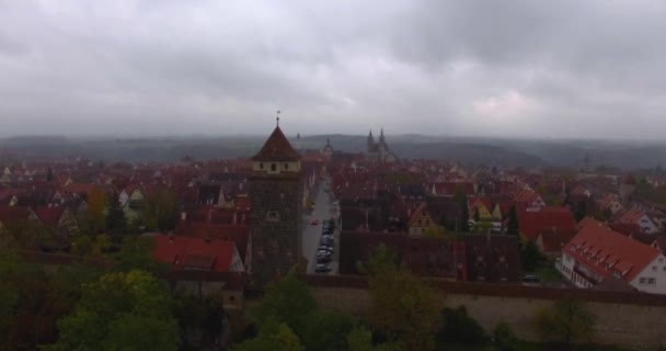 Vue Aérienne Ville Historique Rothenburg Der Tauber Tôt Matin Automne — Video