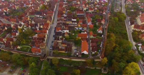 Vue Aérienne Ville Historique Rothenburg Der Tauber Tôt Matin Automne — Video