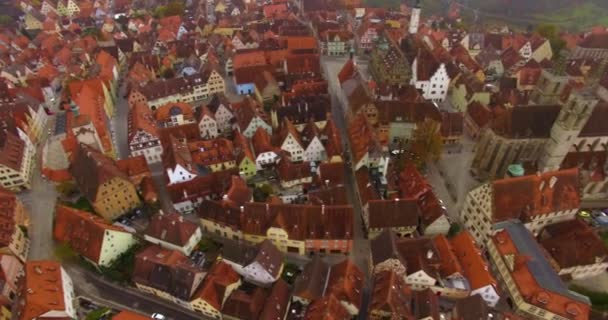 Widok Lotu Ptaka Zabytkowe Miasto Rothenburg Der Tauber Wczesnym Jesiennym — Wideo stockowe