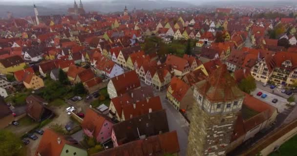 Vue Aérienne Ville Historique Rothenburg Der Tauber Tôt Matin Automne — Video