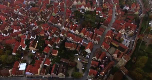 Vista Aérea Histórica Ciudad Rothenburg Der Tauber Una Madrugada Otoño — Vídeo de stock