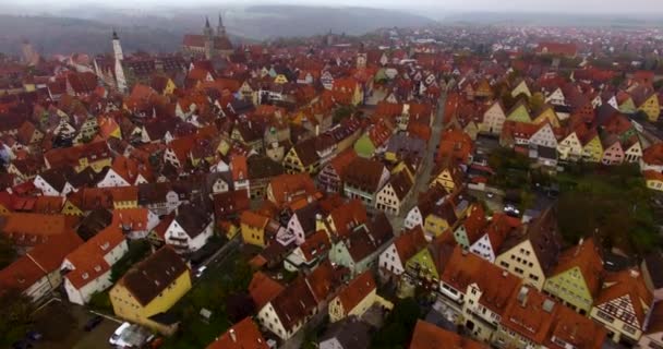 Vue Aérienne Ville Historique Rothenburg Der Tauber Tôt Matin Automne — Video