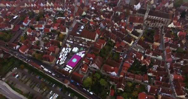 Vue Aérienne Ville Historique Rothenburg Der Tauber Tôt Matin Automne — Video