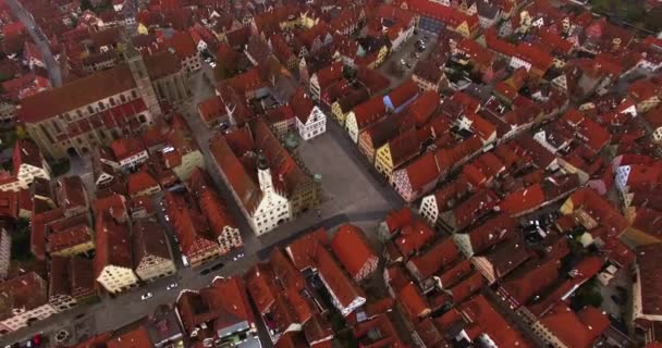 Вид Воздуха Исторический Город Ротенбург Дер Таубер Ранним Осенним Утром — стоковое видео