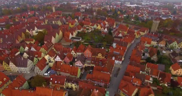 Vue Aérienne Ville Historique Rothenburg Der Tauber Tôt Matin Automne — Video