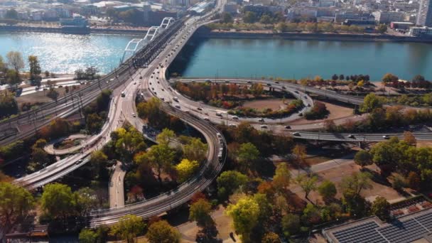 Luftaufnahme Der Stadt Mannheim Einem Sonnigen Herbsttag — Stockvideo