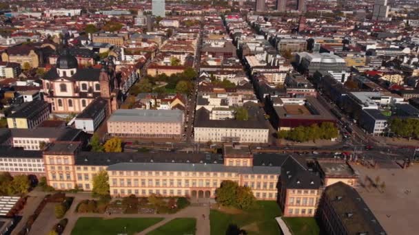 Vista Aérea Cidade Mannheim Alemanha Dia Ensolarado Outono — Vídeo de Stock