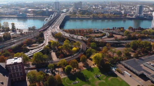 Повітряний Вид Місто Мангейм Німеччині Сонячний День Осені — стокове відео