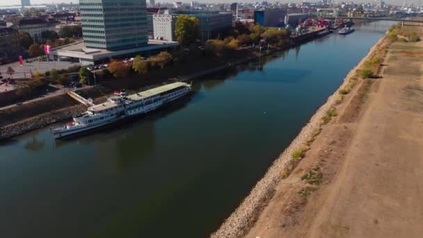 Vista Aérea Ciudad Mannheim Alemania Día Soleado Otoño — Vídeos de Stock