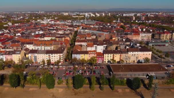 Letecký Pohled Město Mannheim Německu Slunečného Dne Podzim — Stock video