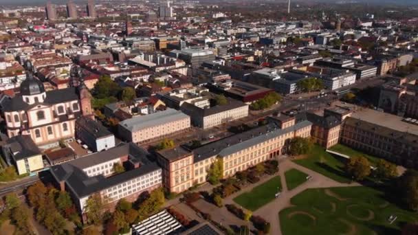Aerial View City Mannheim Germany Sunny Day Autumn — Stock Video