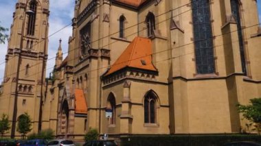 Mannheim, Almanya 'daki Kutsal Ruh Kilisesi şehir merkezi manzaralı.