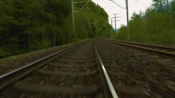 Tijdsverloop Een Trein Overvallen Rond Het Station Spiez Het Kandertal — Stockvideo
