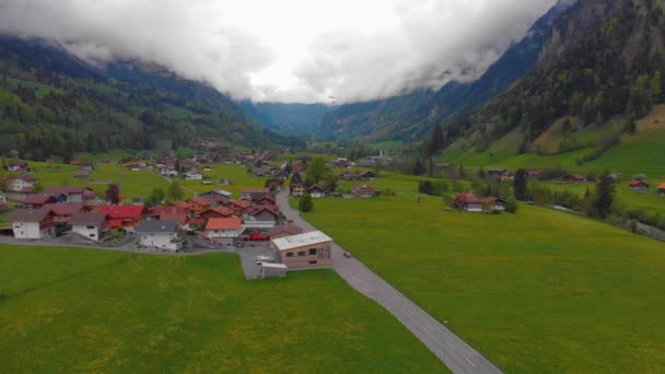 Aerial View Kandertal Switzerland Cloudy Day Spring — Stock Video