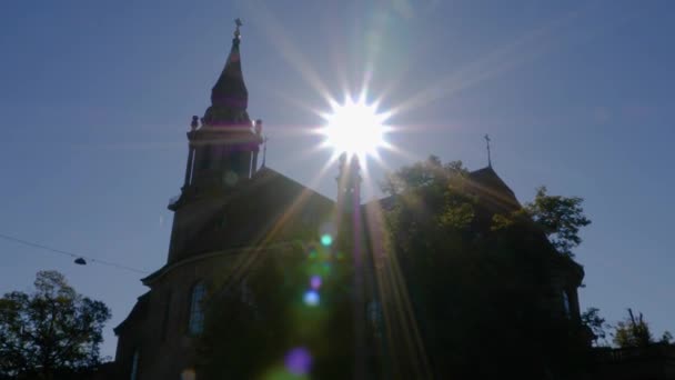 Ludwigsburg Kilisesi Friedenskirche Güneşli Bir Sonbaharda — Stok video