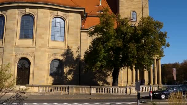 Ludwigsburg Kościół Friedenskirche Słoneczny Dzień Jesień — Wideo stockowe