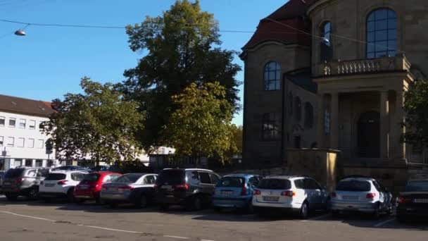 Ludwigsburgský Kostel Friedenskirche Slunečného Podzimu — Stock video