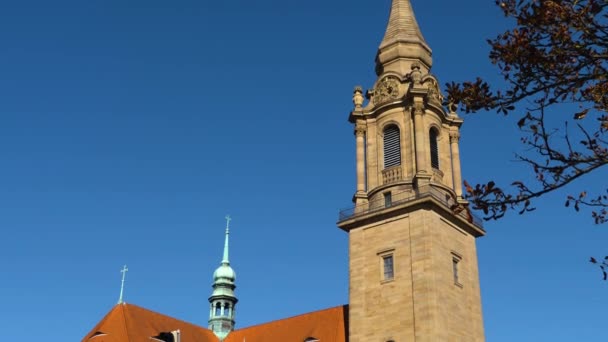 Ludwigsburg Kościół Friedenskirche Słoneczny Dzień Jesień — Wideo stockowe