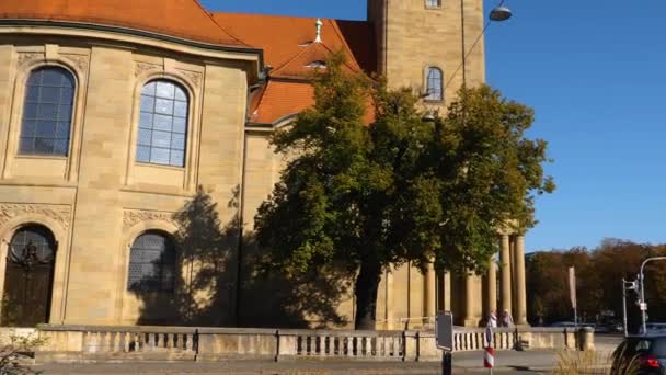 Ludwigsburg Церква Friedenskirche Сонячний День Осінь — стокове відео