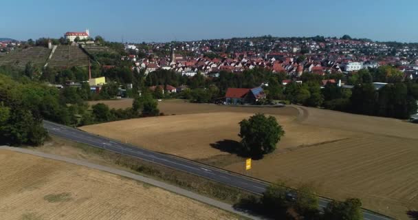 空中からの景色カリテンシュタイン城と旧市街Vaihingen Der Enz Germany — ストック動画