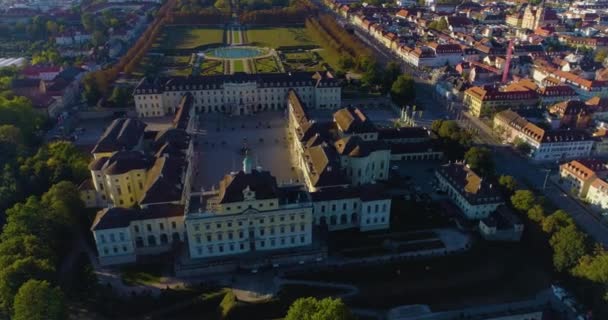 Pemandangan Udara Pusat Kota Ludwigsburg Pagi Yang Cerah Musim Gugur — Stok Video